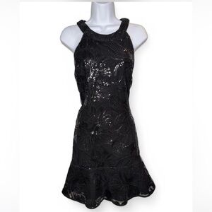 Gianni Bini black sequin halter mini dress. Size Large